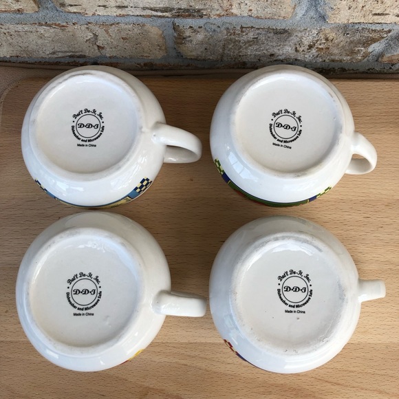 Vintage  Set Of 4 DAT'L DO-IT INC DDI Farm Signs  Soup Mugs Bowls Cups - Picture 4 of 14